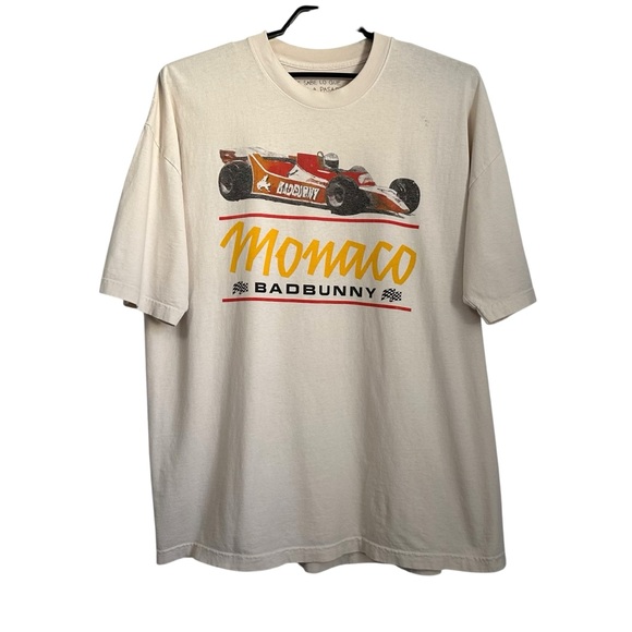 Bad Bunny Official Tour Merch Nadie Sabe Monaco Race Car Shirt Sz XXL Beige - Picture 1 of 8